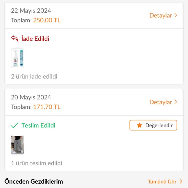 Trendyol Ürünümü İade Etmiş