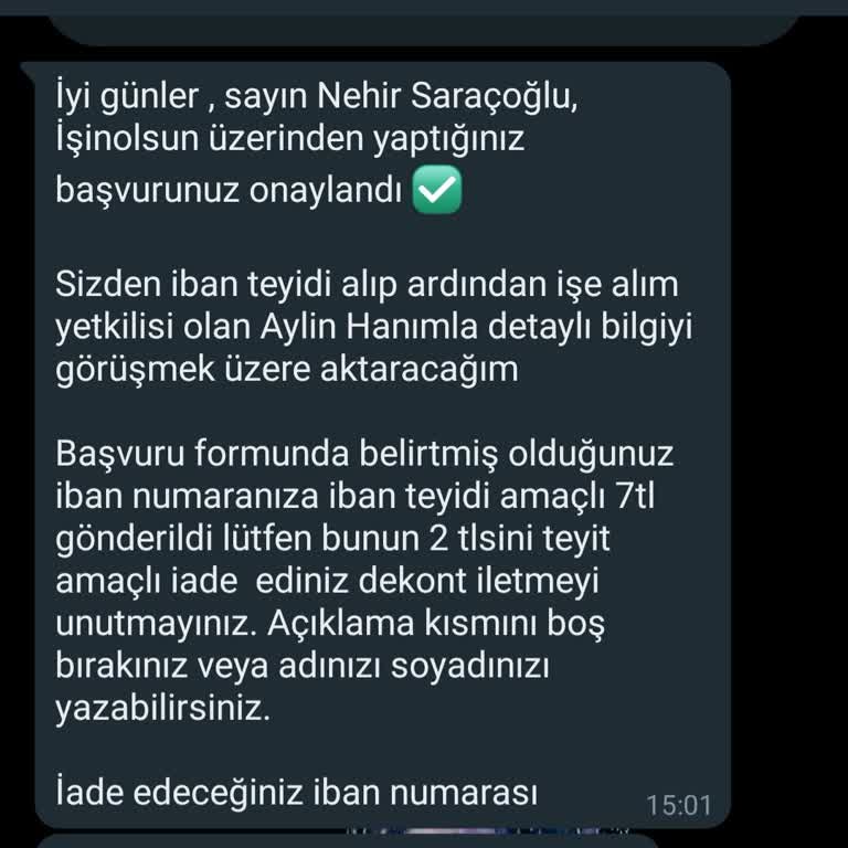 İşin Olsunda IBAN İstediler