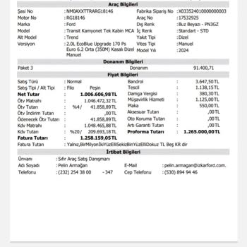 Ford Eksik Fatura Kesimi