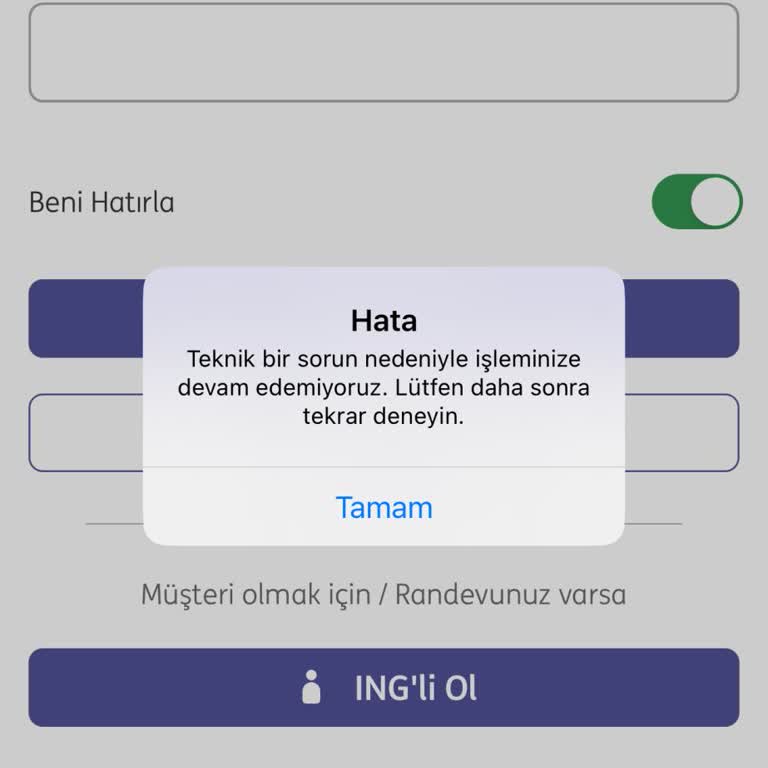 ING Uygulamaya Giriş Yapamıyorum