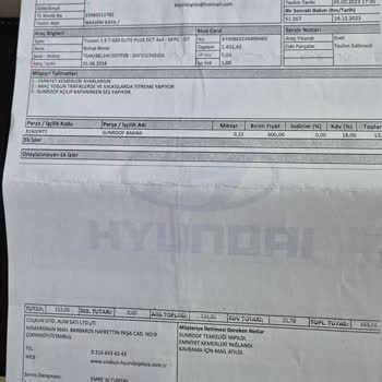 Hyundai Coşkun Plaza Hyundai Assan Sunroof Sorunu Şikayetçiyim