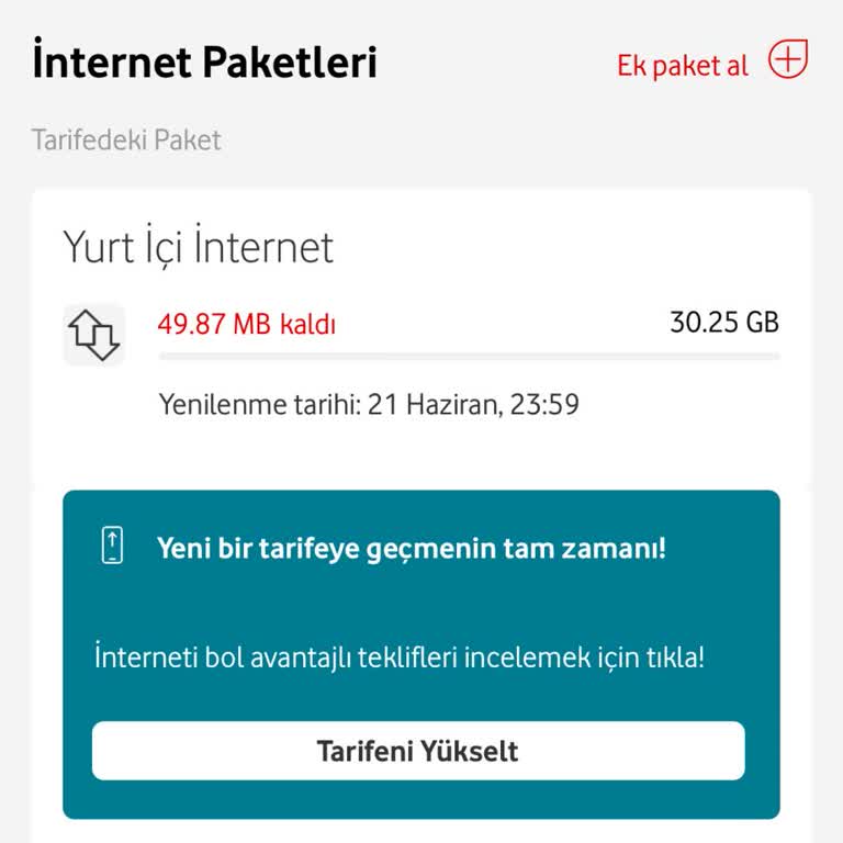 Vodafone İnternet Hakkım Sebepsiz Bitti Dönüş Sağlanmıyor
