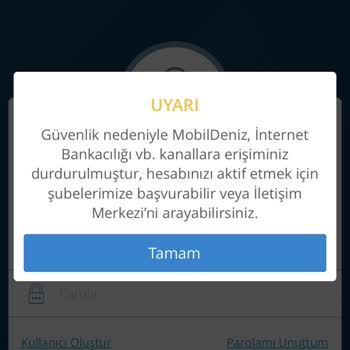 Denizbank Mobil Bankacılığa Erişim Engeli