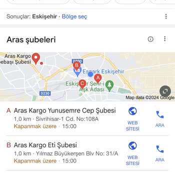 Aras Kargo Yanlış Çalışma Saatleri