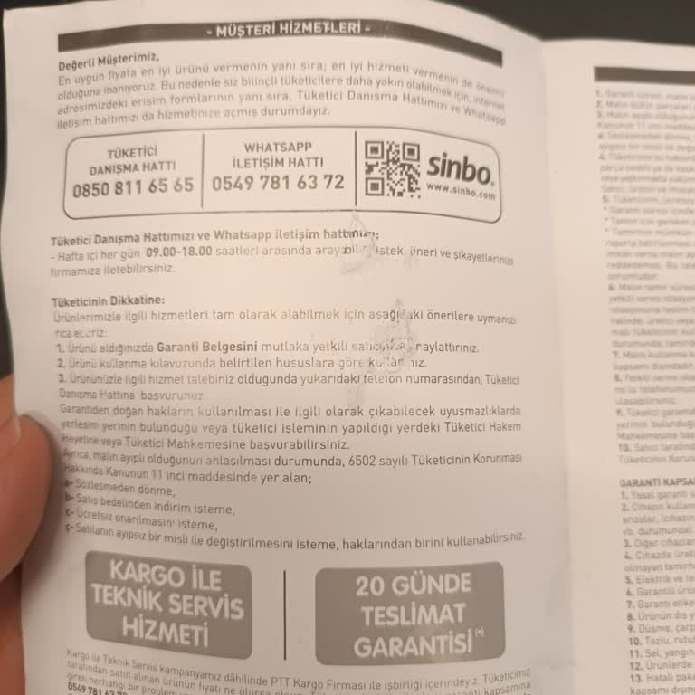 Sinbo Hali Yıkama Makinesi