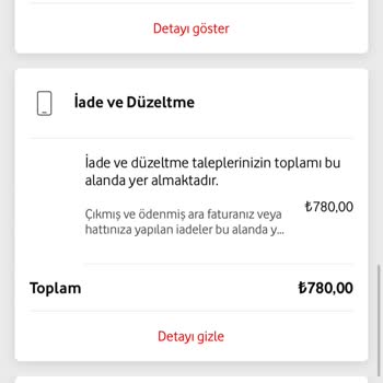 Vodafone Faturama Yansıtılan Ara Ödeme İade