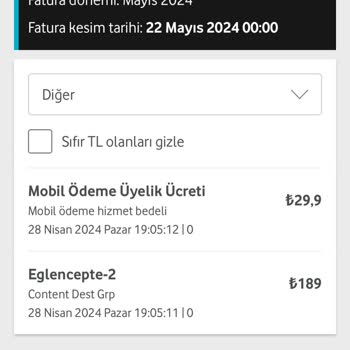 Eğlencecepte-2 Vodafone Bilgim Dışında Abonelik Yapmış.