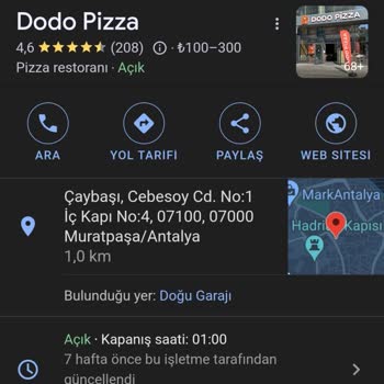 Dodo Pizza İşletmesi Panodaki Fiyat Tutarsızlığı
