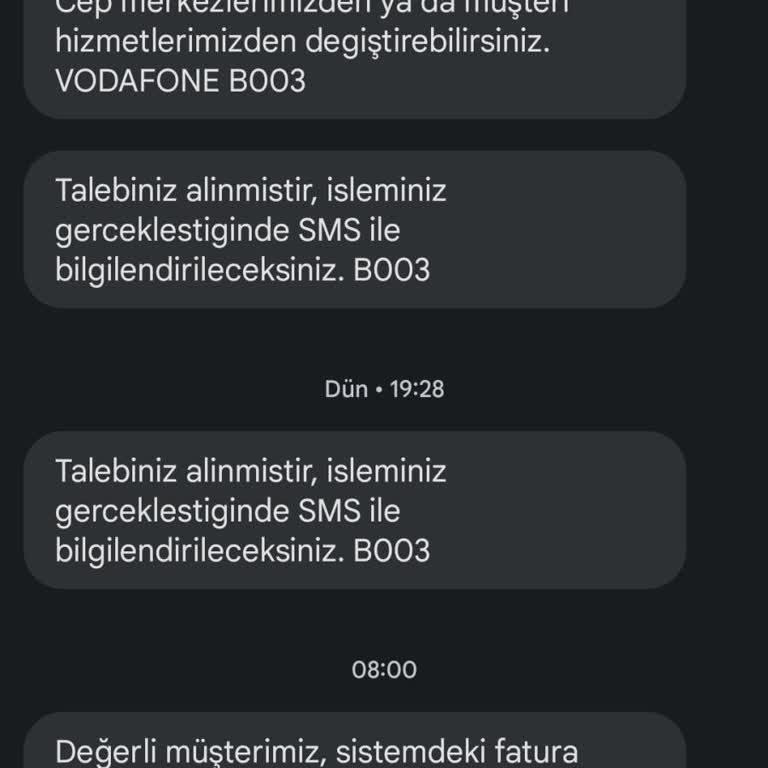 Vodafone Kullanıcısıyım Faturalı Olmak İstiyorum Ama Hata Veriyor