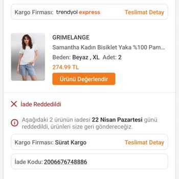 Grimelange Firması İade Edilmeyen Ürün Ve Para