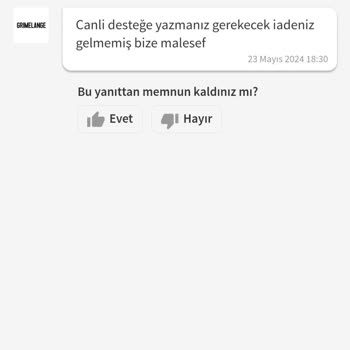Grimelange Firması İade Edilmeyen Ürün Ve Para