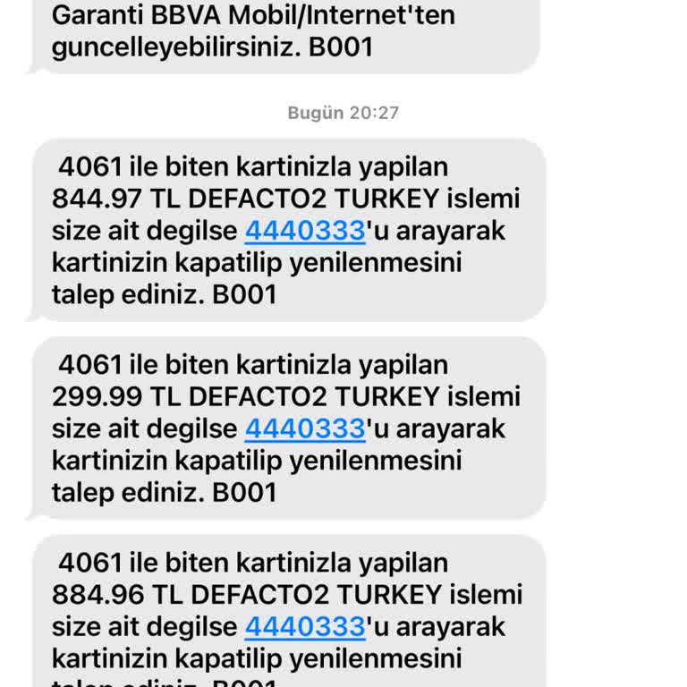 Defacto2 Kartımdan Habersiz Alışveriş Yaptı