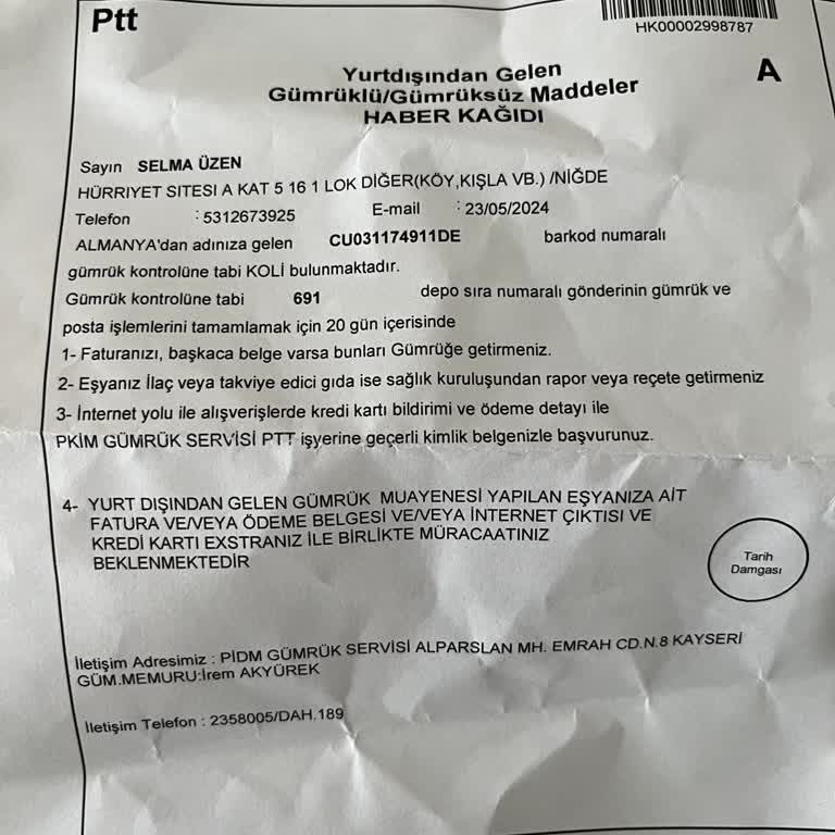 PTT Kargo Gümrükte Takılı Kaldı