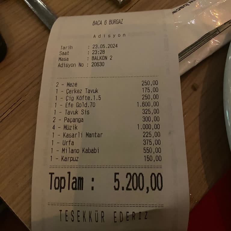 Baca6 Burgaz Haksız Hesap Canlı Müzik Ücreti!