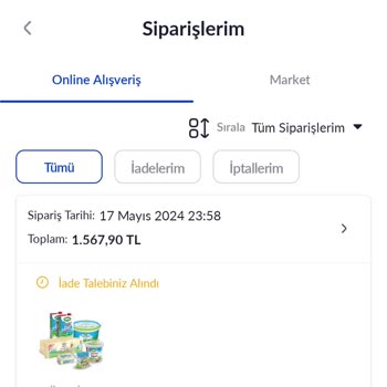 Pazarama İptal Ettiğim Gelmeyen Siparişin Para İadesini Yapmıyor