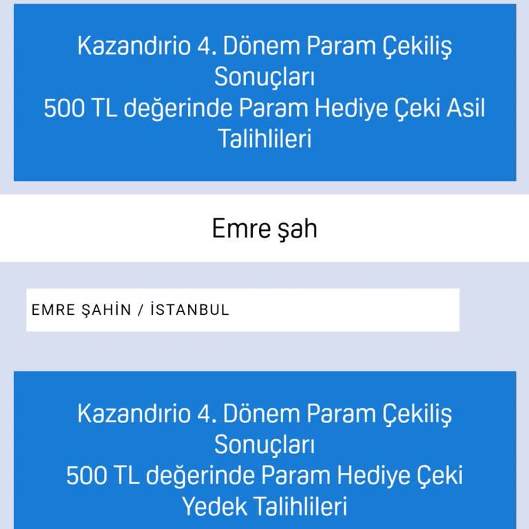 Kazandırio 500 TL Param Çekiliş