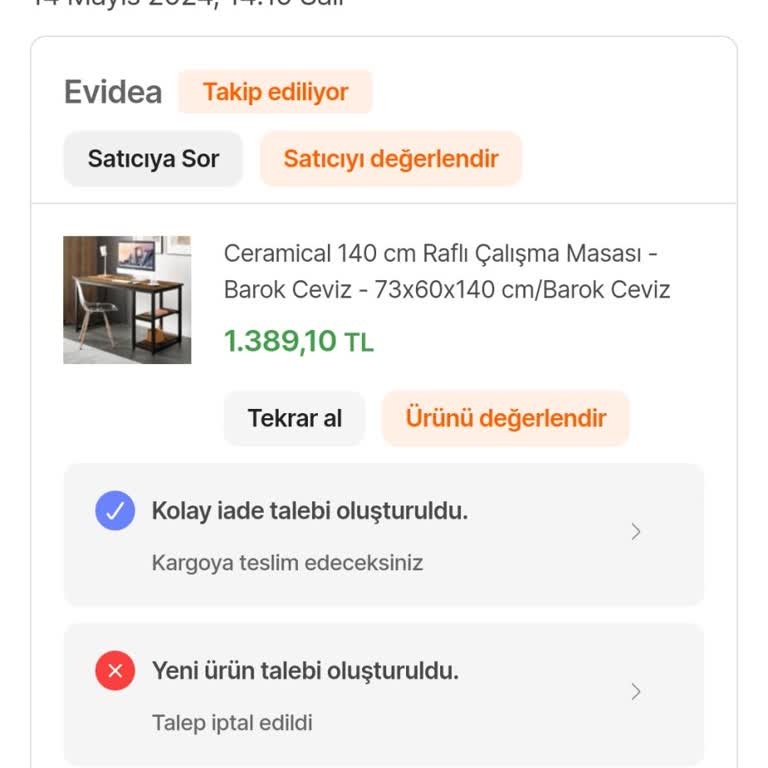 Horoz Lojistik İade Ürünü Gelip Almadı!
