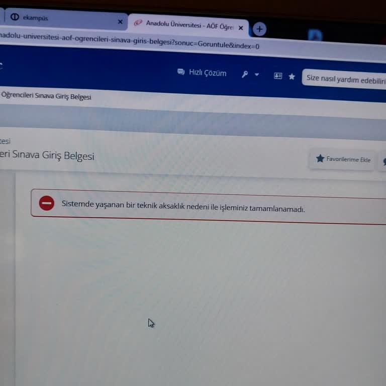 Anadolu Üniversitesi Sınav Giriş Belgesi Sistemde Yaşanan Teknik Aksaklıktan Verilmiyor