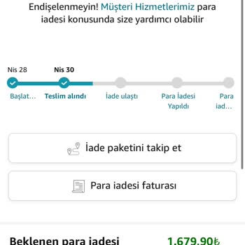 Amazon.com.tr Yasal Süreyi Geçen Para İadesi