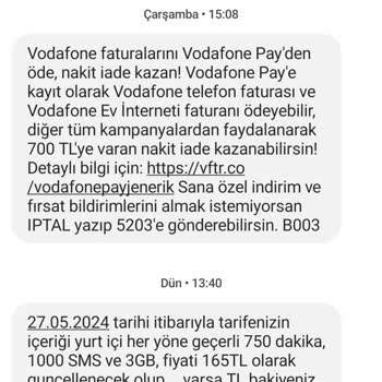 Vodafone Paketimin Netini Kesti