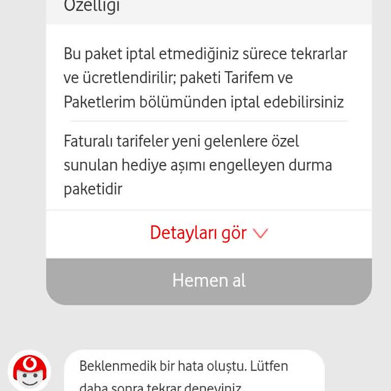 Vodafone Ücretsiz Durma Özelliği