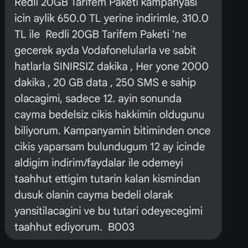 Vodafone Haksız Faturalandırma Ücreti