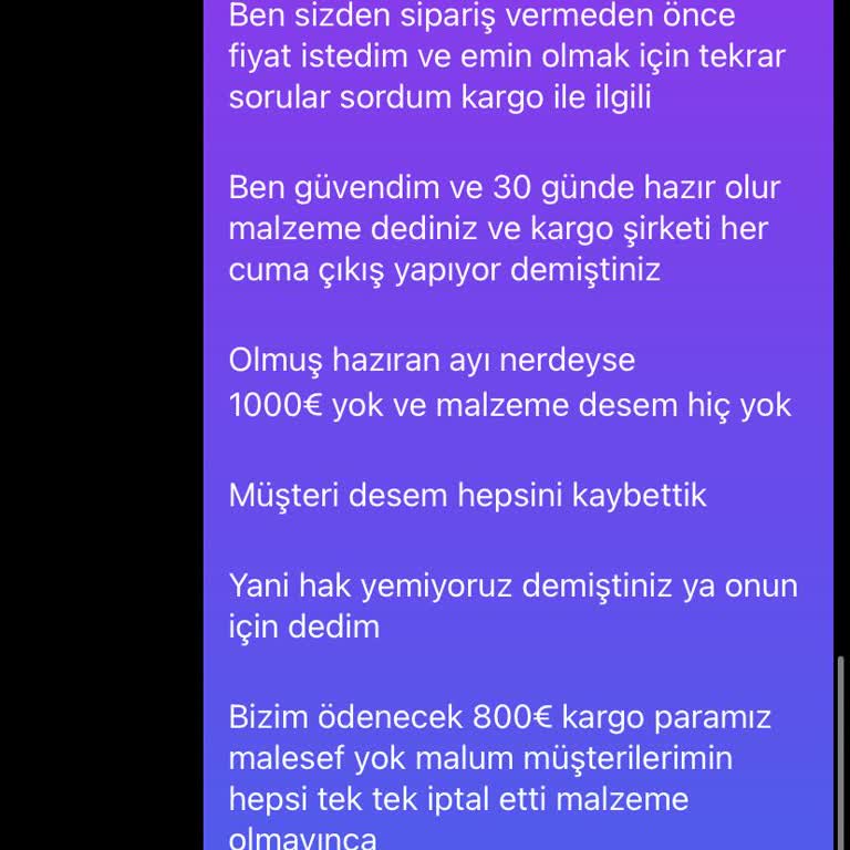 Organizasyon.malz.imalat (Instagram) Sipariş Verdiğim Ürünler Teslim Edilmiyor