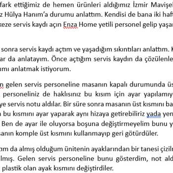 Enza Home Şikayet İzmir Mavişehir Yasemin Çoşkun Bayi