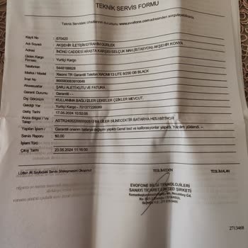 Ankara Evofone Ve Xiaomi Garanti Sureci