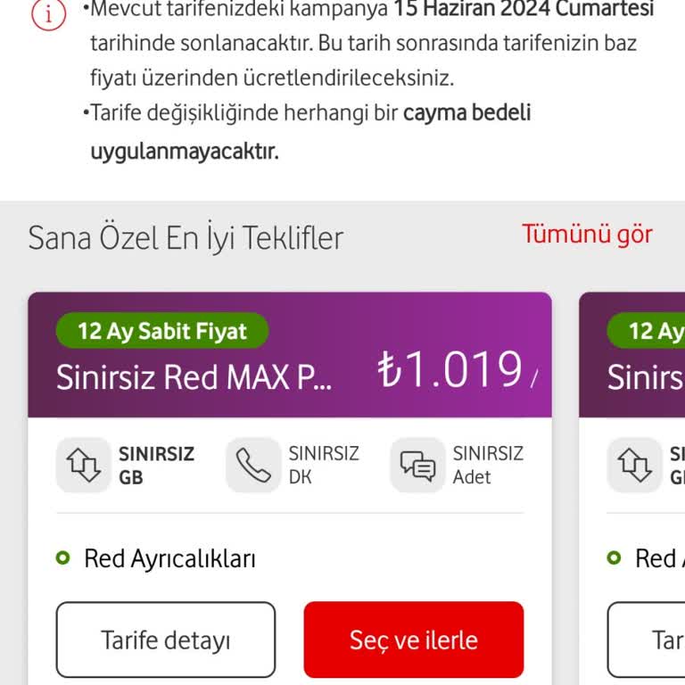Vodafone Tarife Değişikliğine Fahiş Fiyat