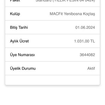MACFit (İstanbul Avrupa) Macfit Üyelik İptali Sonrası Para İadesi Sağlamaması