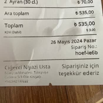 Ciğerci Niyazi Usta Ciğer Siparişinde Eksik Ürün Ve Çözüm Sağlanmaması