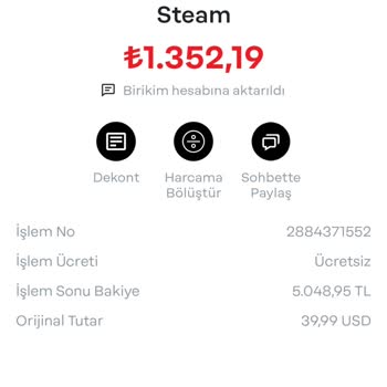 Steam Papara Kartımdan Para İle Alışveriş Yapıldı