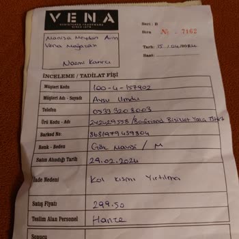 Vena Tshirt Şikayetinin Tekrar İncelenmesini Talep Ediyorum