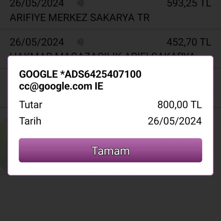 Google, İznim Olmadan Kartımdan Para Çekilmesi