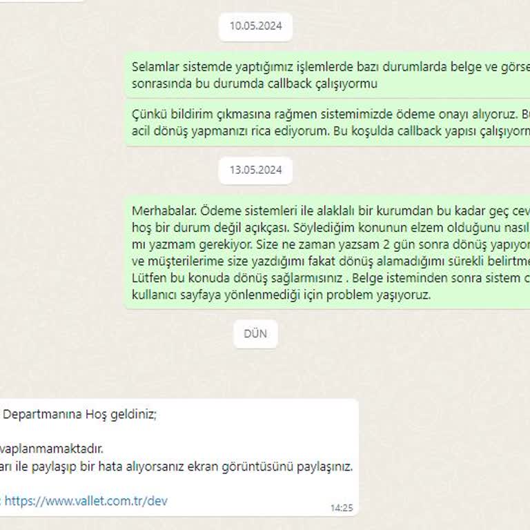 Vallet (vallet.com.tr) Vallet WhatsApp Destek Hiçbir Şekilde Cevap Vermiyor.