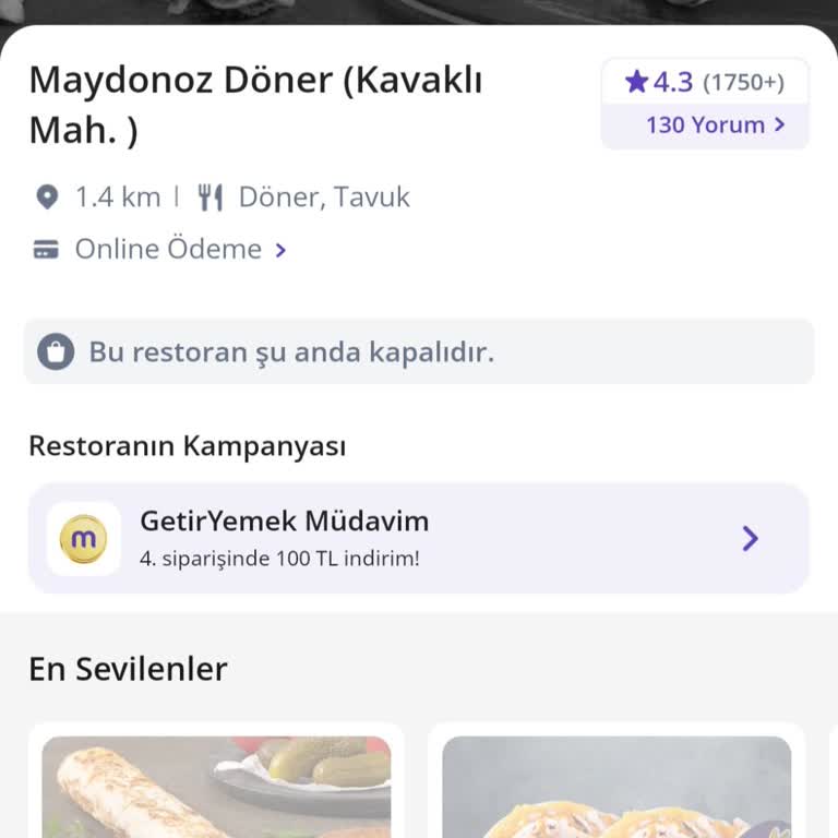 Maydanoz Döner Sipariş Gecikti, İade Alınamadı Ve Müşteri Hizmetleri