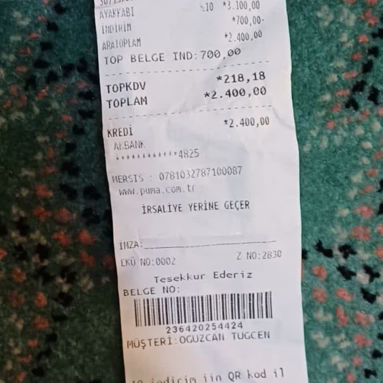 Puma Ürün Değişim Talebimin Reddi