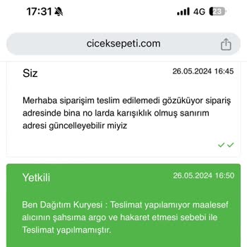 Çiçek Sepeti Kuryesi Ürünümü Getirmiyor