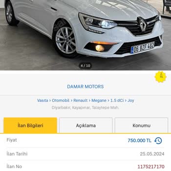 Sahibinden Renault Megane 4 2017 Model