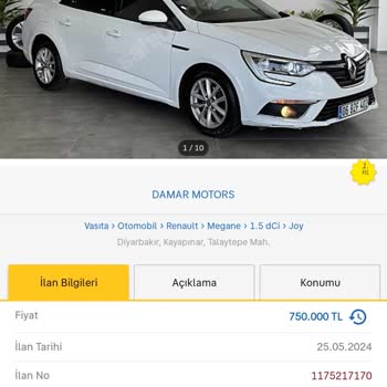 Sahibinden Renault Megane 4 2017 Model