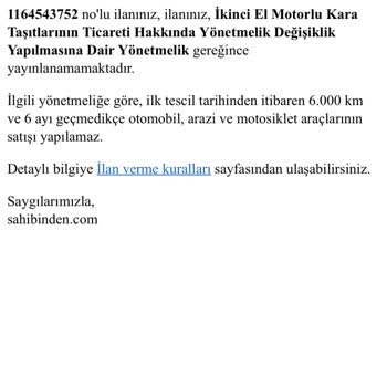 Sahibinden 2. El İlan Reddi