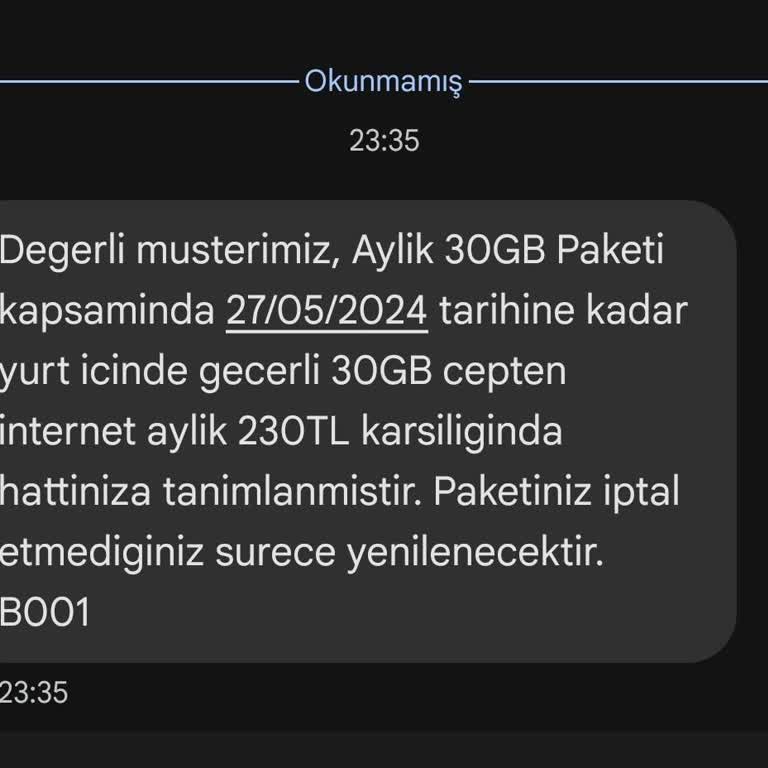 Türk Telekom Talep Dışı Ek Paket Yüklenmesi