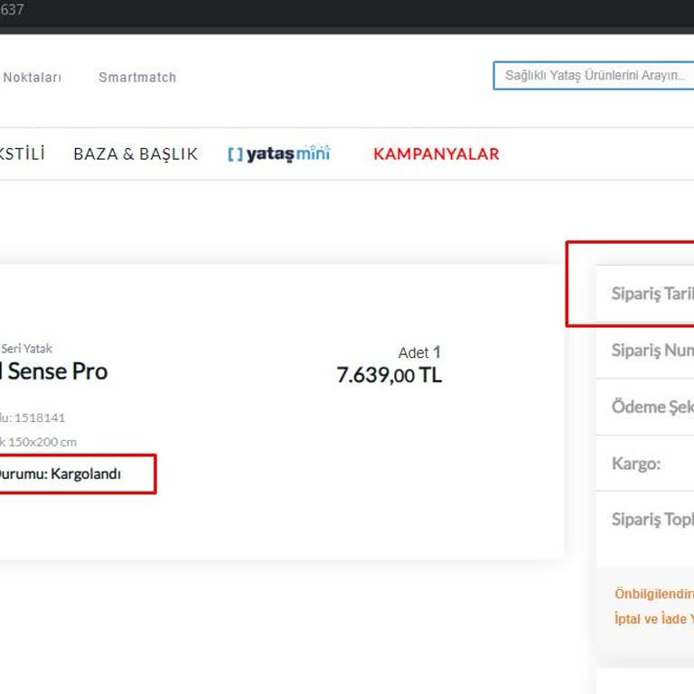 Yataş Bedding Kargo Sorunu
