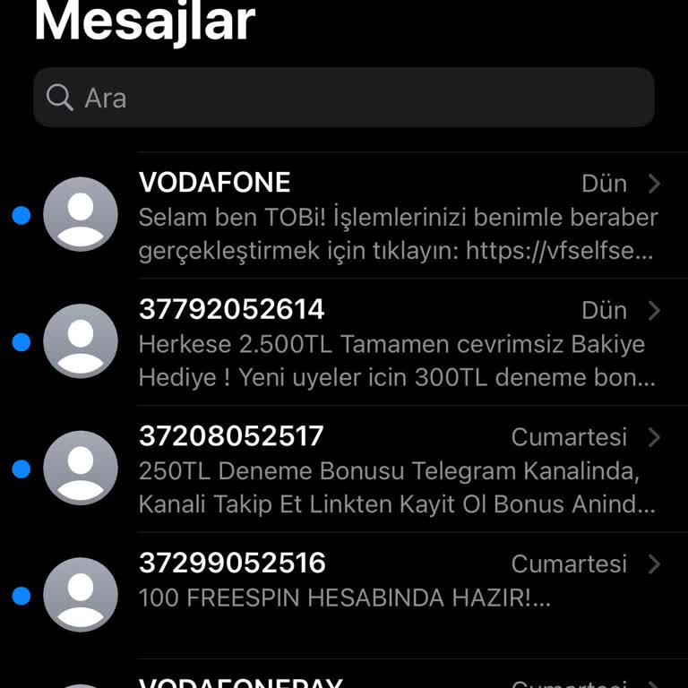Vodafone +3 İle Başlayan Numaralardan Gelen Mesajlar