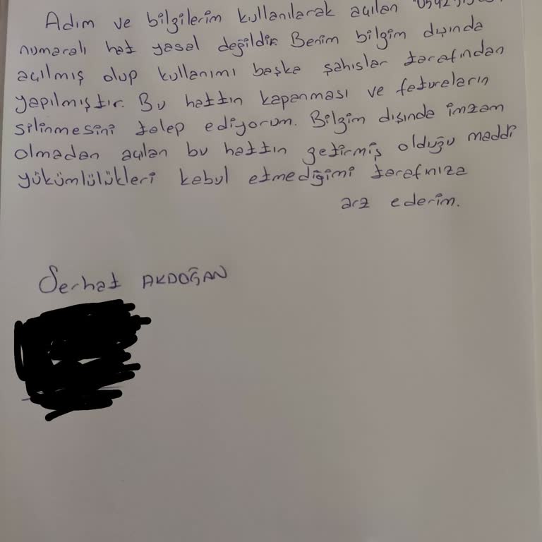 Vodafone'da Bilgim Dışında Adıma Hat Açtılar