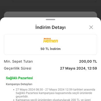 Migros Uygulamasında Kullanılmayan Kupon Sorunu