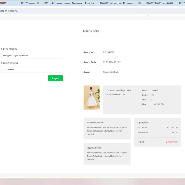 Deniz Butik Ürün Siparişini Göndermediler