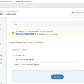 CK Boğaziçi Elektrik Başvuru Hata Uyarısı