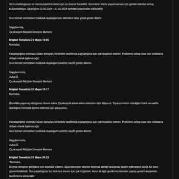 ÇiçekSepeti 380262895 Numaralı Sipariş Ve 12419540 Numaralı Şikayet